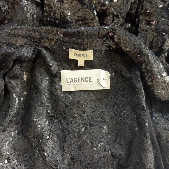 L’AGENCE Women's Frida Embellished Sequined Lace Button-Front Midi Shirtdress - Picture 16 of 16